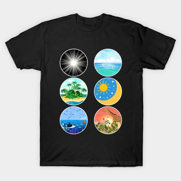 6 Days of Creation – Genesis 1-2 School Teacher & Kids T-Shirt by Destination Christian Faith Designs